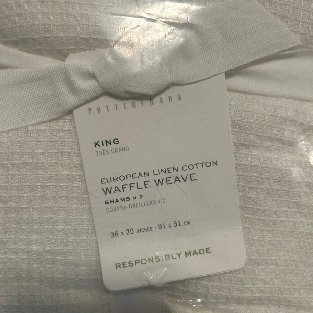 Pottery Barn White Waffle Weave King Shams